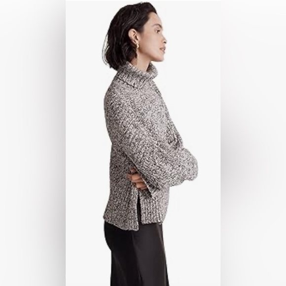 Madewell Marled Wide Rib Mockneck Sweater - Cookies & Cream NWT - Picture 2 of 7